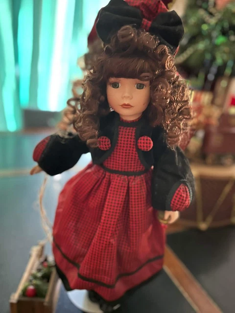Heritage Signature Porcelain Doll - Annie  Winter Doll with Sleigh -