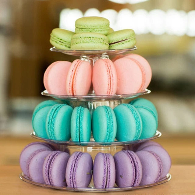Top 1 pieza 4 niveles Macarrón Pastel Útil Cumpleaños Alta Calidad