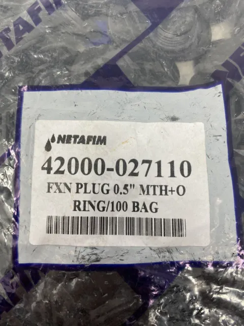 (100-Pk) Netafim FXN Plug 0.5" MTH+O Ring 42000-027110 Irrigation Ventilation