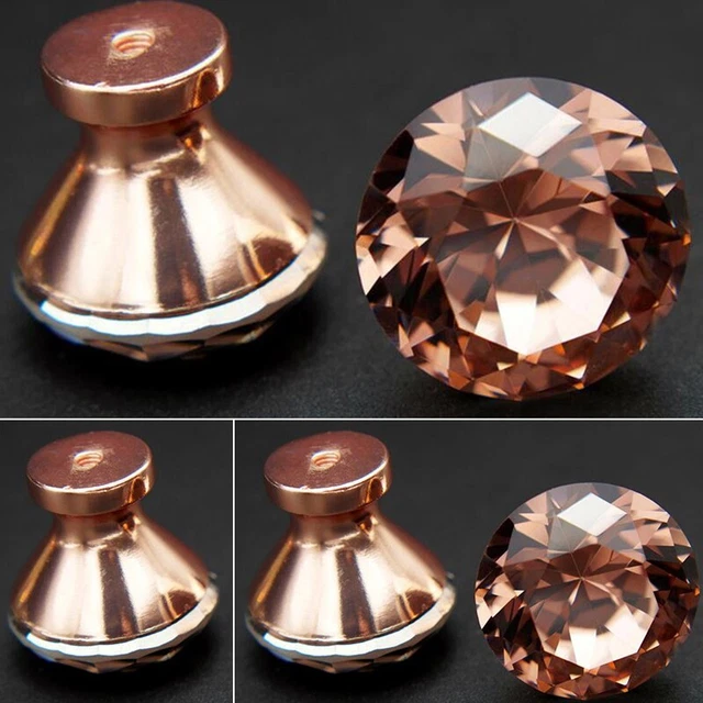 2/4PC Diamant Porte Tiroir Poignées Doré Rose Cristal Verre Bouton Placard Neuf