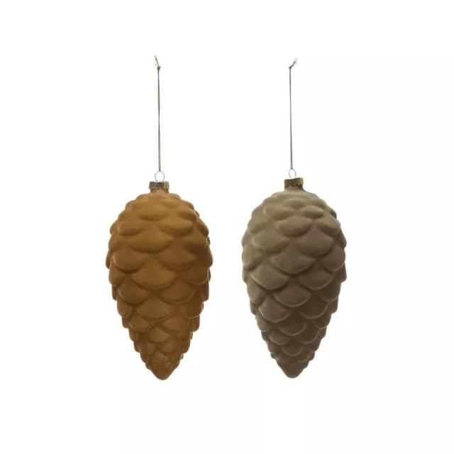 Flocked Glass Pinecone Ornament