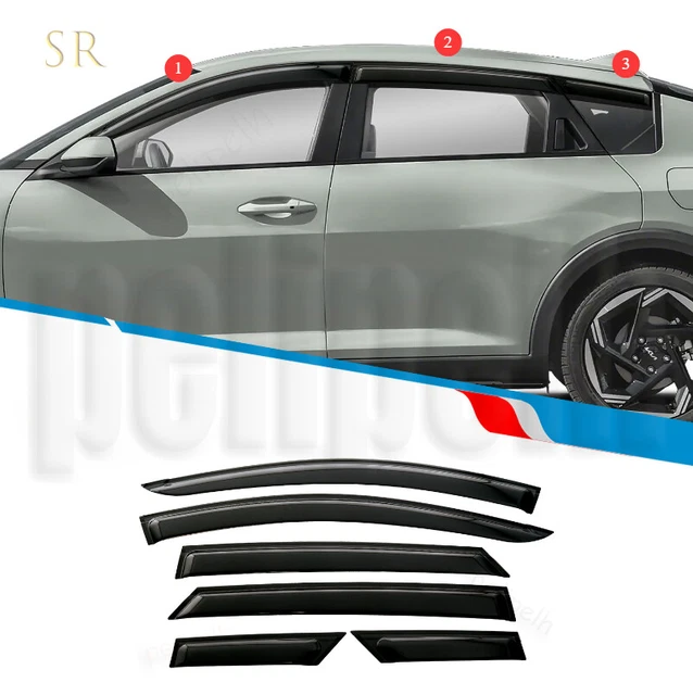 thumbnail image 2 of 3D Dark Smoked Window Visors For Toyota Highlander 2020-2026 – Rain/Sun Guard, Mugen Style, 4-Piece Set 2 of 4