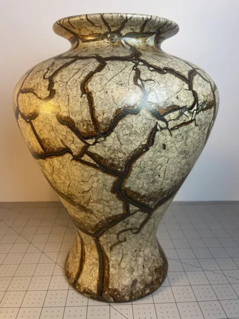 Rare Vintage 90s Art Deco HAEGER Pottery Vase Abstract Pattern Stone-like Glaze