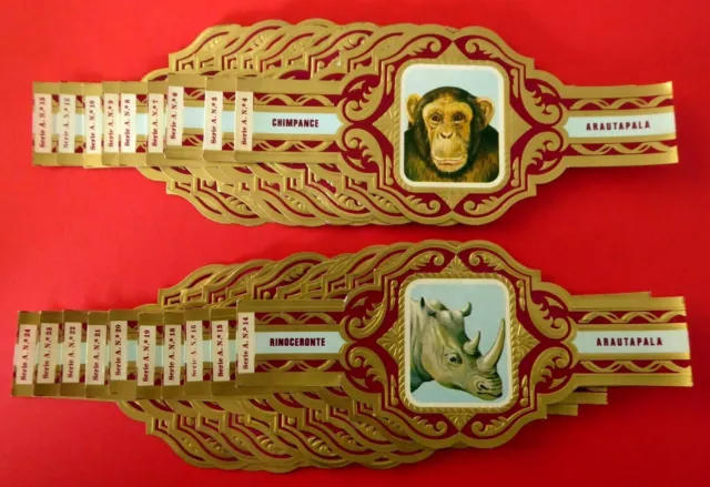19 x VITOLAS Marke ARAUTAPALA Serie ANIMALES – Alte Zigarrenbänder –...
