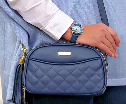 JOY & IMAN Diamond Quilted Genuine Leather Crossbody with RFID, Navy
