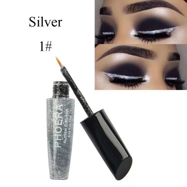 PHOERA Paillettes Eye-Liner Durable Liquide Brillant Maquillage Yeux Ombre 3