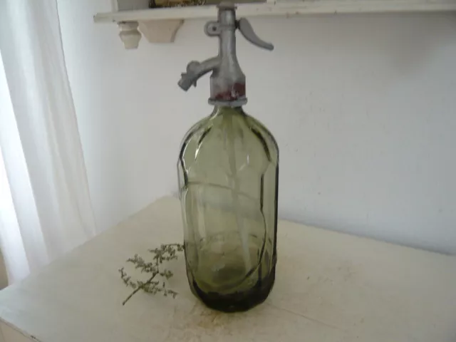 alte Sodaflasche Siphonflasche Shabby Chic Vintage Brocante Landhaus Deko Glas