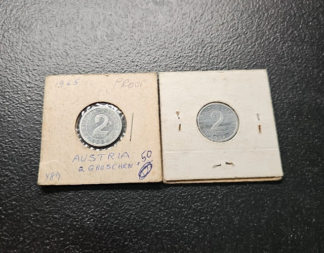 1965 & 1968 Austria 2 Groschen Lot Of 2 Km# 2876