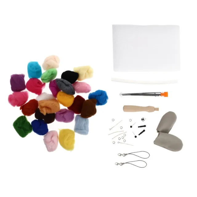 Paquete de materiales Poking kit de fusión con agujas para principiantes fibra lana hilo de mano itinerante