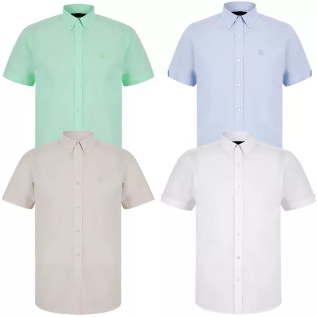 Men's Short Sleeve Shirt 100% Cotton Plain Summer Work Office Button Down Collar