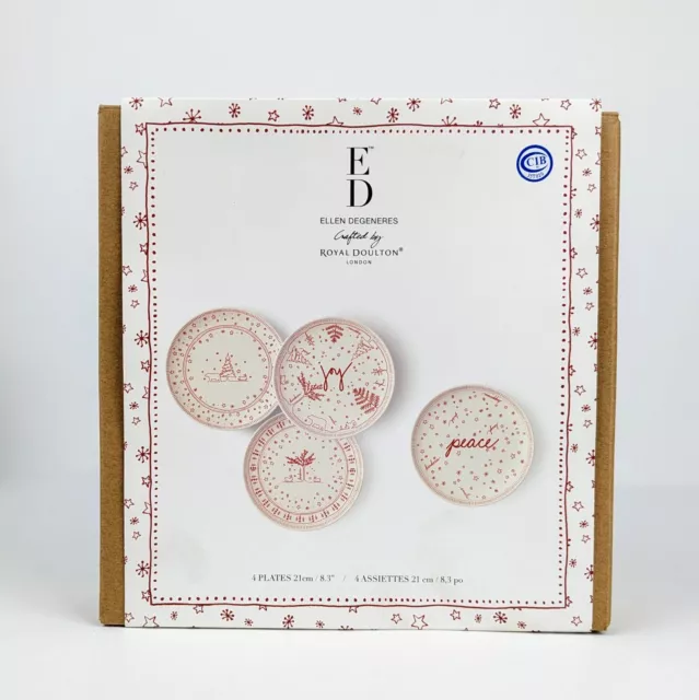 ED ELLEN DEGENERES Royal Doulton Christmas Holiday Plates Set Of 4 34.