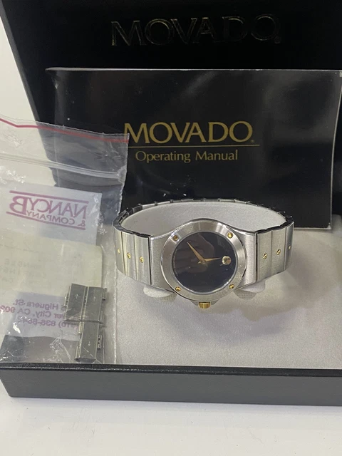 Movado Museum Ladies Two Tone Stainless Steel, Black Dial Quartz Watch 86 A1 836 2