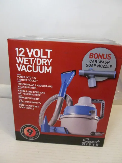 Smart Gifts 12 Volt Wet/Dry Vacuum & Inflator w Bonus Car Wash Soap Nozzle