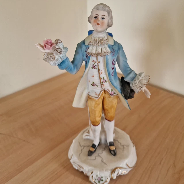 Bristolia Japan Porzellan Mann Figur handbemalt goldblau Jacke japanisch