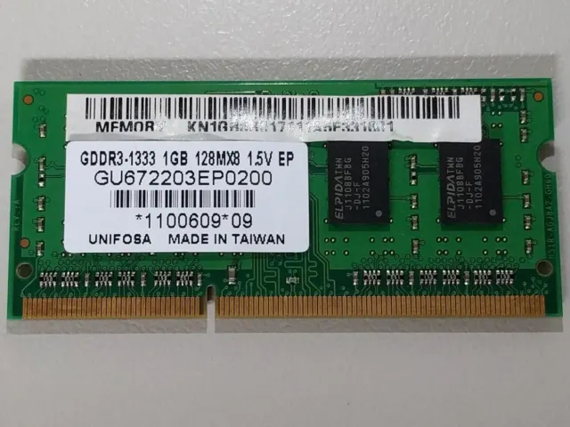 Genuine Unifosa 1GB DDR3 RAM  PC3-10600 1333MHz SO-DIMM Memory GU672203EP0200
