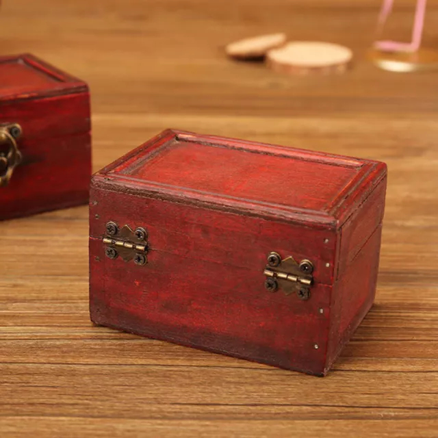 Organizador de joyas cofre del tesoro de madera retro caja de almacenamiento caja de joyas