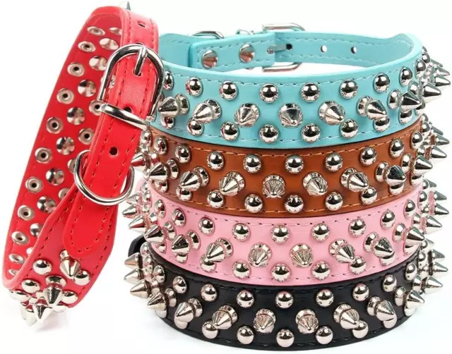 Aolove Mushrooms Spiked Rivet Studded Adjustable Pu Leather Pet Collars for Cats