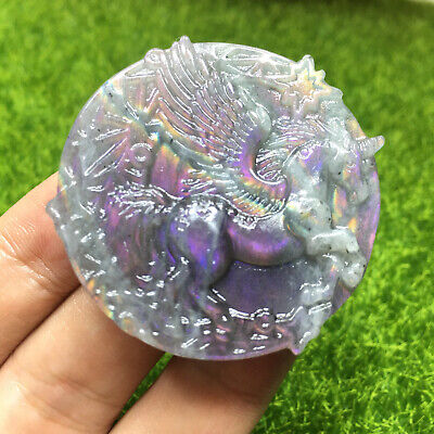 Top！AA+Natural Purple Labradorite Hand Carved Pegasus Quartz Crystal Healing 1PC 2