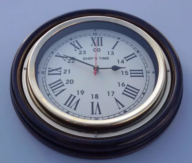 Holz & Messing Schiffs Time Vintage Büro Heim Dekorativ Wanduhr Working