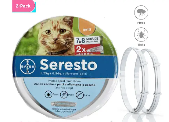 2 Set/Bayer SERESTO Collare Antiparassitario per Gatto 36 cm 8 mesi protezione