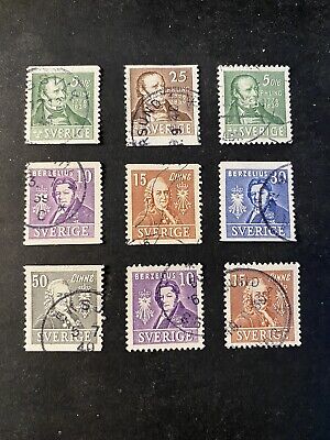 Sweden, Scott #290/291(2)+292+293-298(6), Total 9, 1939 Science Academy Used