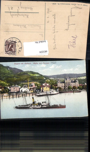 683224 Bregenz am Bodensee Dampfer Landungsplatz Hafen Postamt pub Purger & Co.