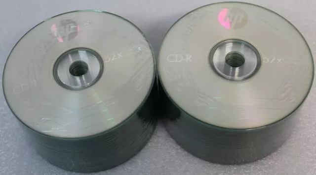 100 HP Blank CD-R CDR Recordable Logo Branded 52X 700MB 80MIN Media Disc