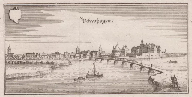 Petershagen Original Kupferstich Merian 1647