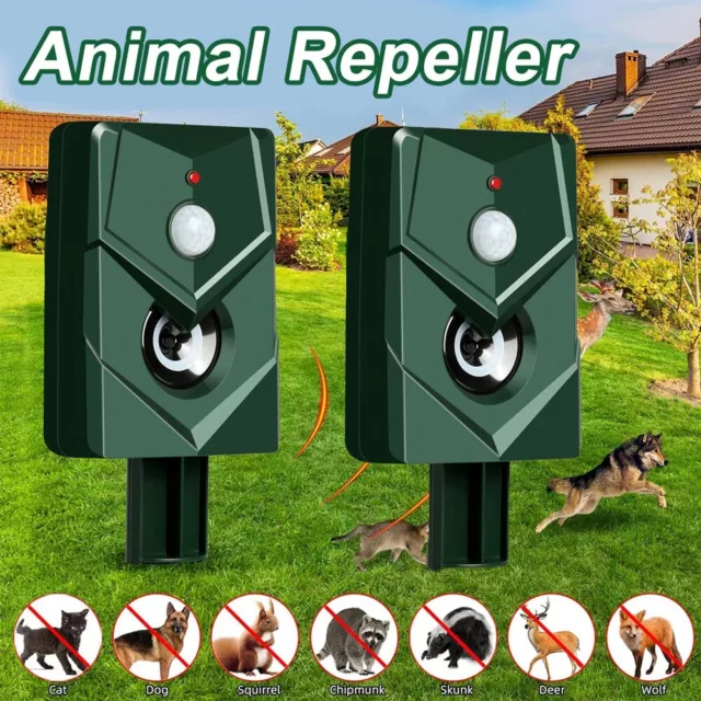 Solar Ultrasonic Garden Deterrent Animal Repeller Bird Cat Scarer Pest Fox Dog