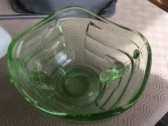 Sowerby Green Glass Elephant Bowl Art Deco Vintage 1930's