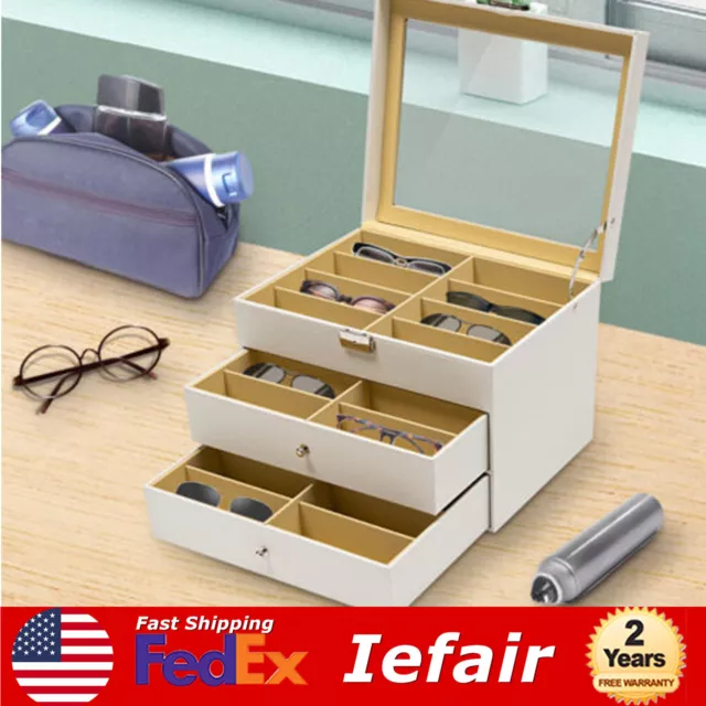 24-Slot Glasses Storage Display Case Organizer Box For Sunglasses Eyeglass Gift