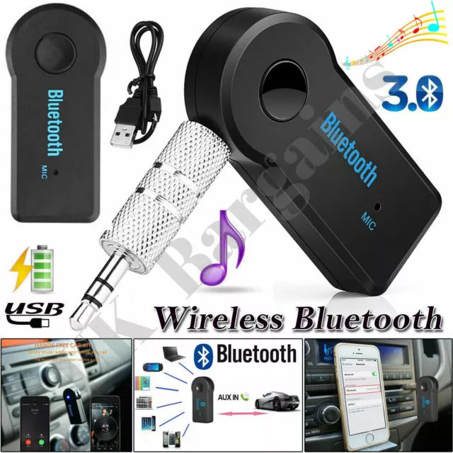 CAR BLUETOOTH RECEIVER Audio Wireless Adapter 3.5MM AUX Transmitter For  Music £3.89 - PicClick UK