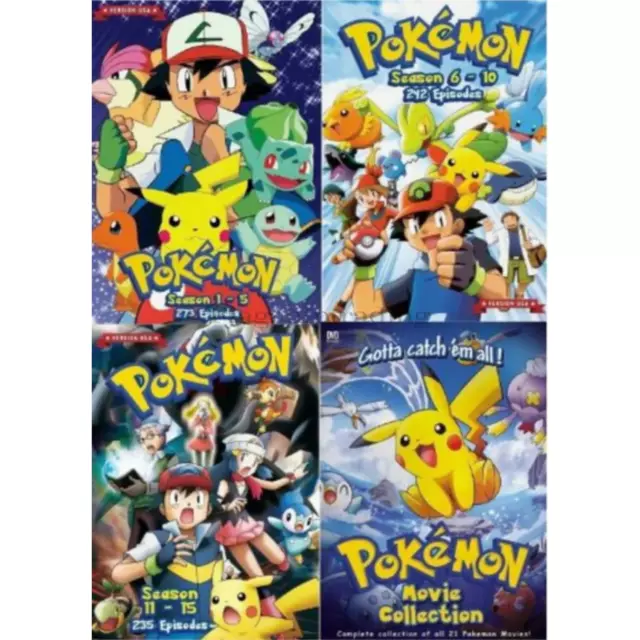 DVD Pokemon Season 1-5 Complete TV Series English Dubbed Anime NEW +Tracking