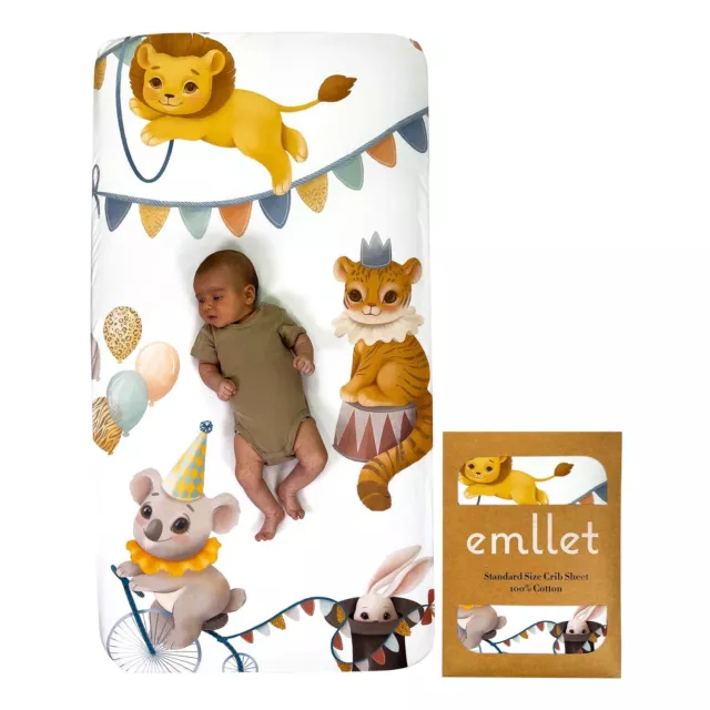 Emllet Fitted Crib Sheet, Cute Baby Crib Sheets For Boys Girls Toddlers