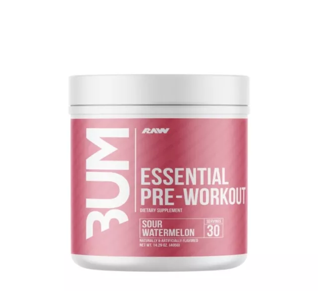 RAW Nutrition Essential Pre Workout Powder, Sour Watermelon, 30 Servings