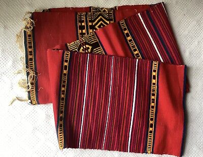 Vintage Ethnical South African Hand Woven Wool Table Runner, 7.9 Feet L.