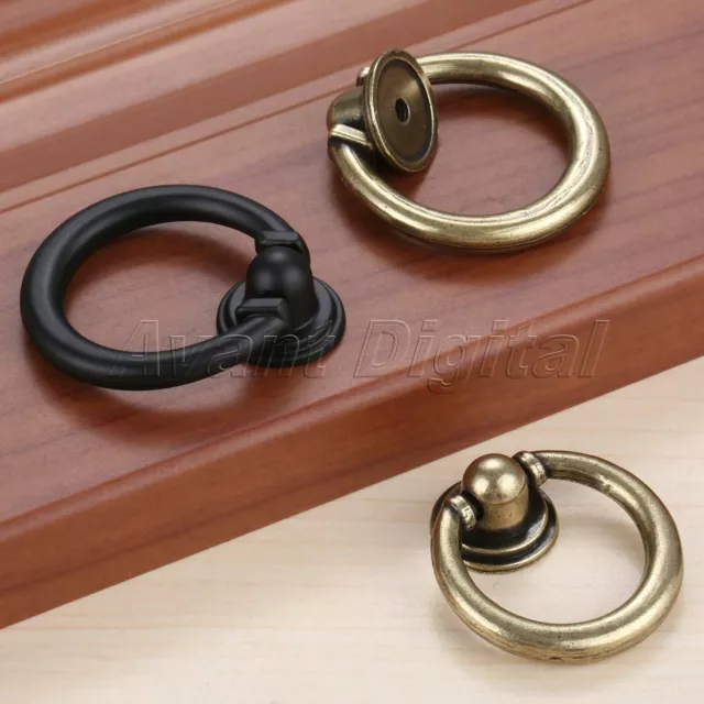 Zinc Alloy Cabinet Drawer Knob Vintage Kitchen Cupboard Pull Ring Door Handles