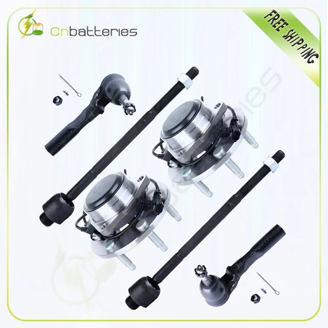 6Pc Front Wheel Hub & Bearing Inner Outer Tie Rod Fits Chevrolet GMC Sierra 1500
