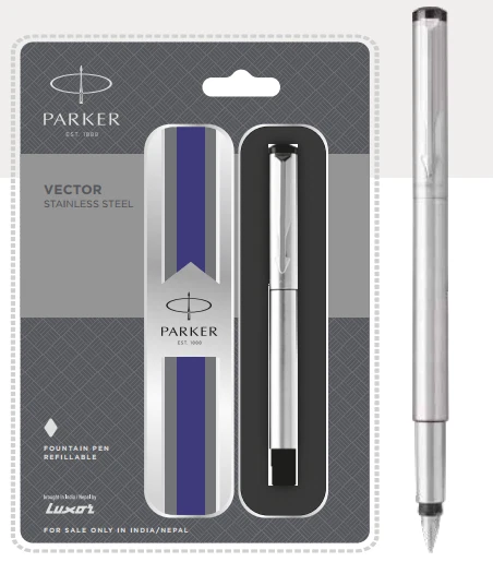 Stylo Parker Folio Acier Inoxydable – Garniture Chromée, Bille, Neuf
