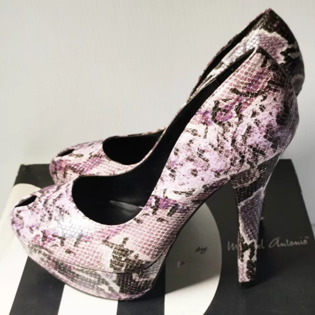 Michael Antonio Womens Purple Snake Skin Platform Heels 9 Kovie