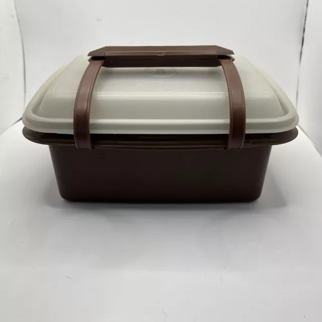Vintage Tupperware Ice Cream Keeper Freeze N Save Container with Lid Brown 1254 3