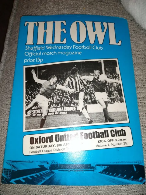 Sheffield Wednesday V Oxford United 08/04/1978
