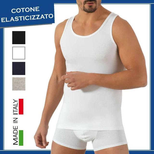 Canotta Intima da Uomo Spalla Larga in COTONE ELASTICIZZATO Canottiera Vogatore