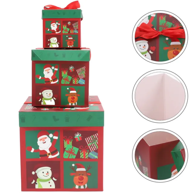3 pz forniture per feste di Natale confezione carta scatola da imballaggio