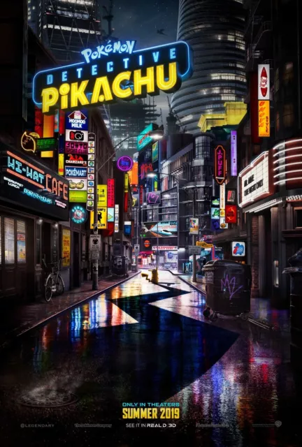 POKEMON DETECTIVE PIKACHU 2019 Advance Teaser DS 2 Sided 27x40" US Movie Poster