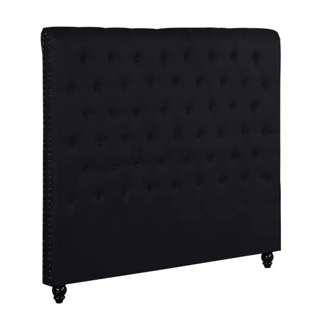 Foret Bed Head Double Size Upholstered Headboard Bedhead Frame Fabric Black