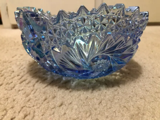 Blue L E Smith glass bowl