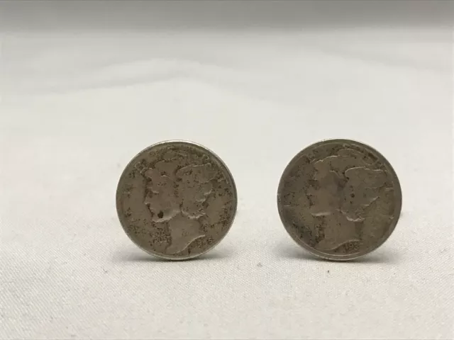 VINTAGE SILVER MERCURY DIME COIN CUFFLINKS HANDMADE - American Treasure VINTAGE SILVER MERCURY DIME COIN CUFFLINKS HANDMADE - American Treasure
