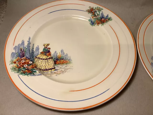 X2 Art Deco Grindley Lady Caroline Creampetal 10inch Dinner Plates