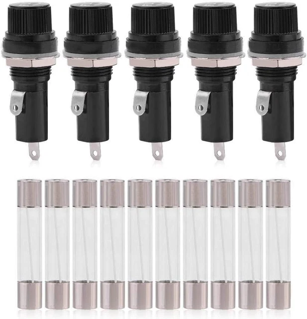 KIMISS Lot de 5 prises porte-fusibles montées sur panneau électrique pour 6...